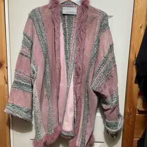 RARE!!! Passionknits suede, fox fur knit jacket